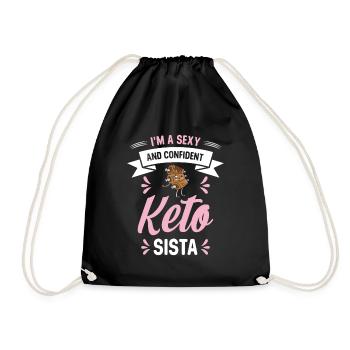 Keto-Diät Sexy Selbstbewusst Ketogene Ernährung - Turnbeutel - Schwarz - Vorne