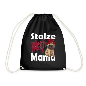 Proud Pug Mom Dogs Gangster Dog Mom Dog Dog - Drawstring Bag - black - Front