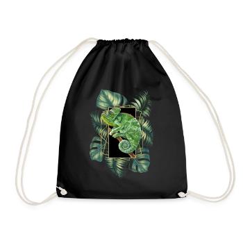 Caméléon voilé Jungle Motif Caméléon Tropical - Sac de sport léger - noir - Devant