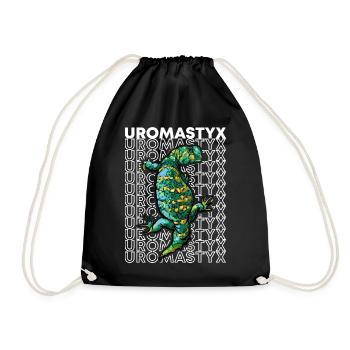 Uromastyx 80's Style Reptile Keeper Lizard - Drawstring Bag - black - Front