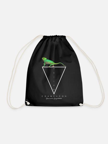 Verschleierter Chamäleon Geometrischer Reptilienhalter - Turnbeutel - Schwarz