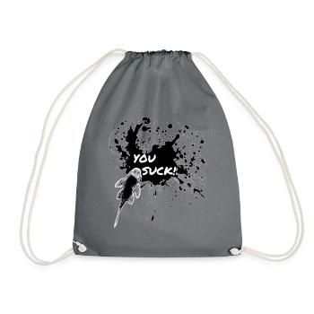 You Suck Pleco Keeper Sucker Fish Design - Drawstring Bag - grey - Front