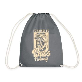 I'd Rather Be Bass Fish Fishing Bass Fisherman - Drawstring Bag - grey - Front