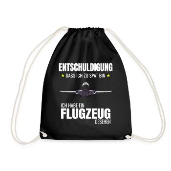 Flugzeug Luftfahrt Flieger Planespotter Idee - Turnbeutel - Schwarz - Vorne