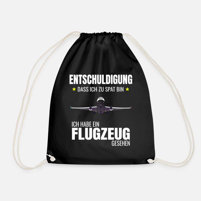 Flugzeug Luftfahrt Flieger Planespotter Idee - Turnbeutel - Schwarz