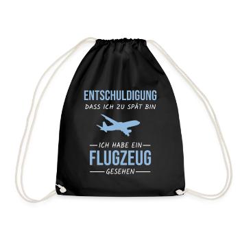 Flugzeug Luftfahrt Flieger Planespotter Idee - Turnbeutel - Schwarz - Vorne