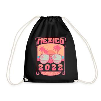 Mexiko 2022 Shirt, Mexikanische Sonnenbrille Palme - Turnbeutel - Schwarz - Vorne