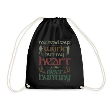 Buck Deer Hunting Hunter My Head - Drawstring Bag - black - Front