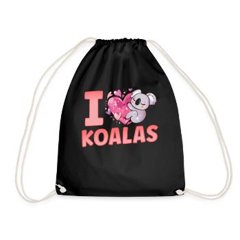 I Love Koalas Sweet Koala Animal Koala Bear - Drawstring Bag - black - Front