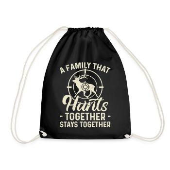 Buck Deer Hunting Hunter Family A - Drawstring Bag - black - Front