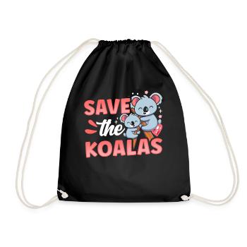 Save The Koalas Sweet Animal Koala Koala Bear - Drawstring Bag - black - Front