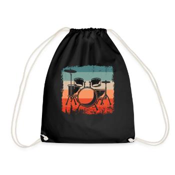 Batteur Retro Drum Kit Drum Silhouette Batteur - Sac de sport léger - noir - Devant
