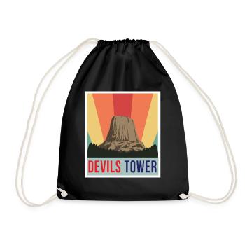 Wyoming Devils Tower National Monument Hiking Nature - Drawstring Bag - black - Front