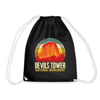 Wyoming Devils Tower National Monument Souvenir Natu - Drawstring Bag - black - Front