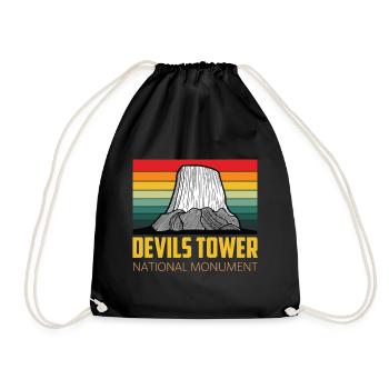 Devils Tower Souvenir National Monument Wyoming Wall - Drawstring Bag - black - Front