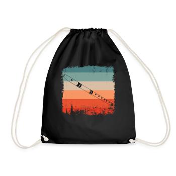 Flute Player Flute Retro - Drawstring Bag - black - Front