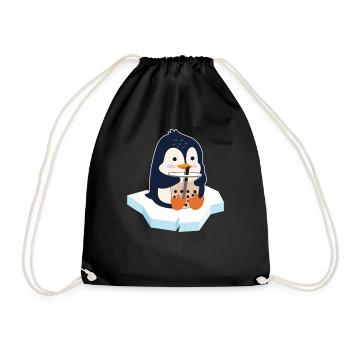 Kawaii Pinguin Bubble Tea Boba Tea Pinguin - Turnbeutel - Schwarz - Vorne