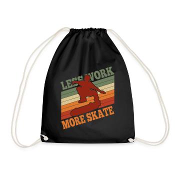 Skater Less Work More Skate - Vintage Skateboarder - Drawstring Bag - black - Front