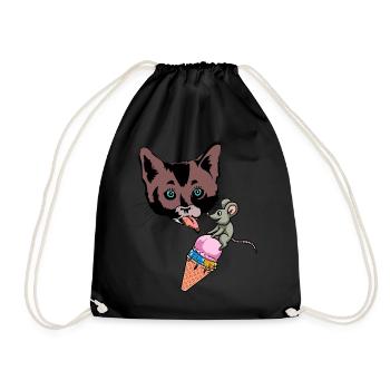 Été Chat Souris Glace Snacking Lick Enfant - Sac de sport léger - noir - Devant