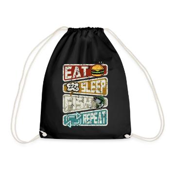 Pêcheur Drôle de pêche Manger Dormir Poisson Répéter - Sac de sport léger - noir - Devant