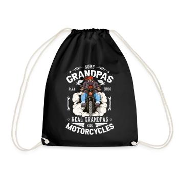 Grandpas Play Bingo Real Grandpas Ride Motorcycles - Drawstring Bag - black - Front
