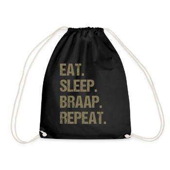 Eat Sleep Braap Wiederholung Funny Dirt Bike Motocross - Turnbeutel - Schwarz - Vorne