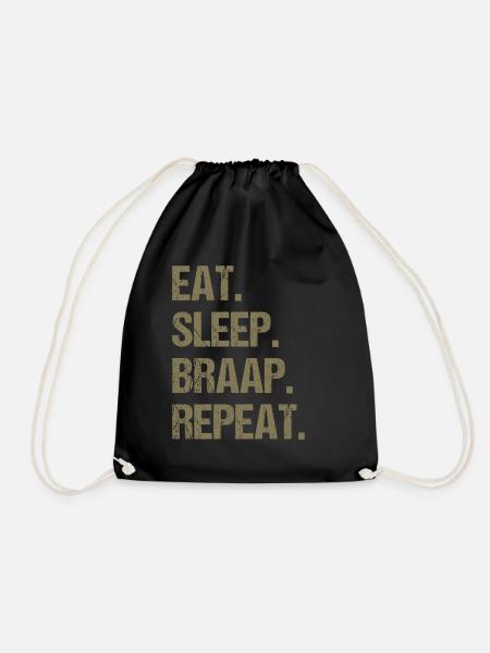 Eat Sleep Braap Repeat Funny Dirt Bike Motocross - Drawstring Bag - black