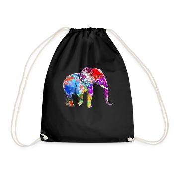 Elefant - Turnbeutel - Schwarz - Vorne