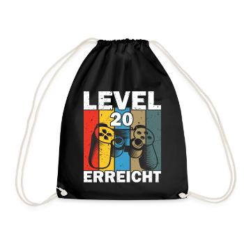 Level 20 Erreicht Gamer - Turnbeutel - Schwarz - Vorne