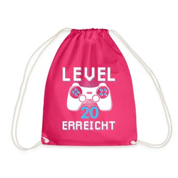 Level 20 Erreicht Gamer - Turnbeutel - Fuchsia - Vorne