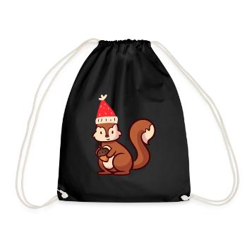 squirrel Ugly Christmas Christmas Xmas - Drawstring Bag - black - Front