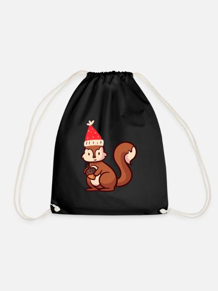 eichhörnchen Ugly Christmas Weihnachten Xmas - Turnbeutel - Schwarz