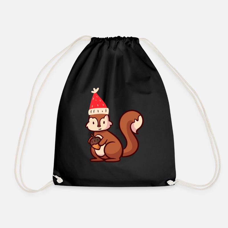 eichhörnchen Ugly Christmas Weihnachten Xmas - Turnbeutel - Schwarz