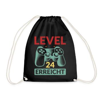Level 24 Erreicht Gamer - Turnbeutel - Schwarz - Vorne