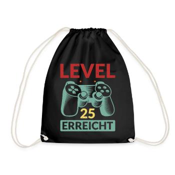 Level 25 Erreicht Gamer - Turnbeutel - Schwarz - Vorne