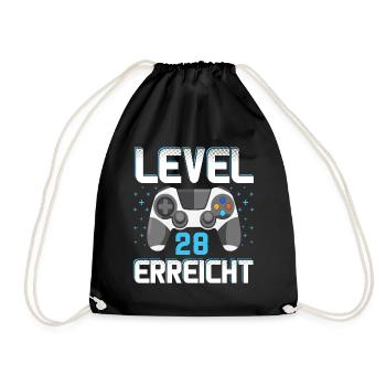 Level 28 Erreicht Gamer - Turnbeutel - Schwarz - Vorne
