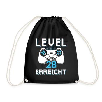 Level 28 Erreicht Gamer - Turnbeutel - Schwarz - Vorne