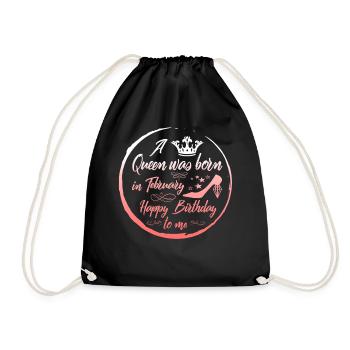 Une reine est née en février Anniversaire - Sac de sport léger - noir - Devant