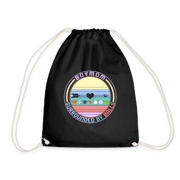 Boy Mom Shirt, Surrounded By Balls Mother's Day - Drawstring Bag - black - Front