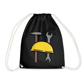 Crafts Safety helmet Tool Construction site Commercial - Drawstring Bag - black - Front
