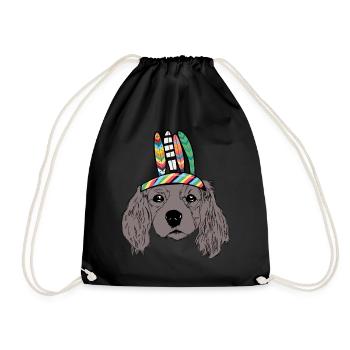 Dog Head Native American Children Dog Dogs - Drawstring Bag - black - Front