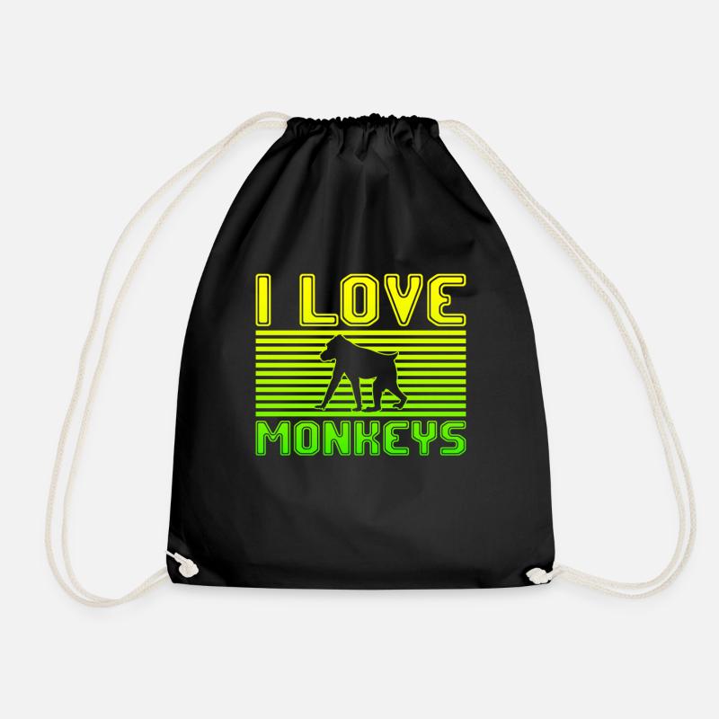 I love monkeys - Turnbeutel - Schwarz