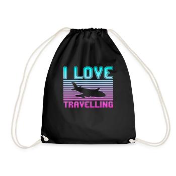 I love traveling - Drawstring Bag - black - Front