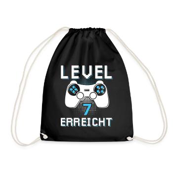 Level 7 Erreicht Gamer - Turnbeutel - Schwarz - Vorne