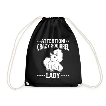 Squirrel Lover squirrel - Attention - Drawstring Bag - black - Front