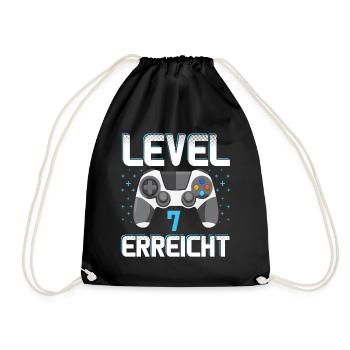 Level 7 Erreicht Gamer - Turnbeutel - Schwarz - Vorne