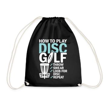 Discgolf Lernen Motivation Design - Turnbeutel - Schwarz - Vorne