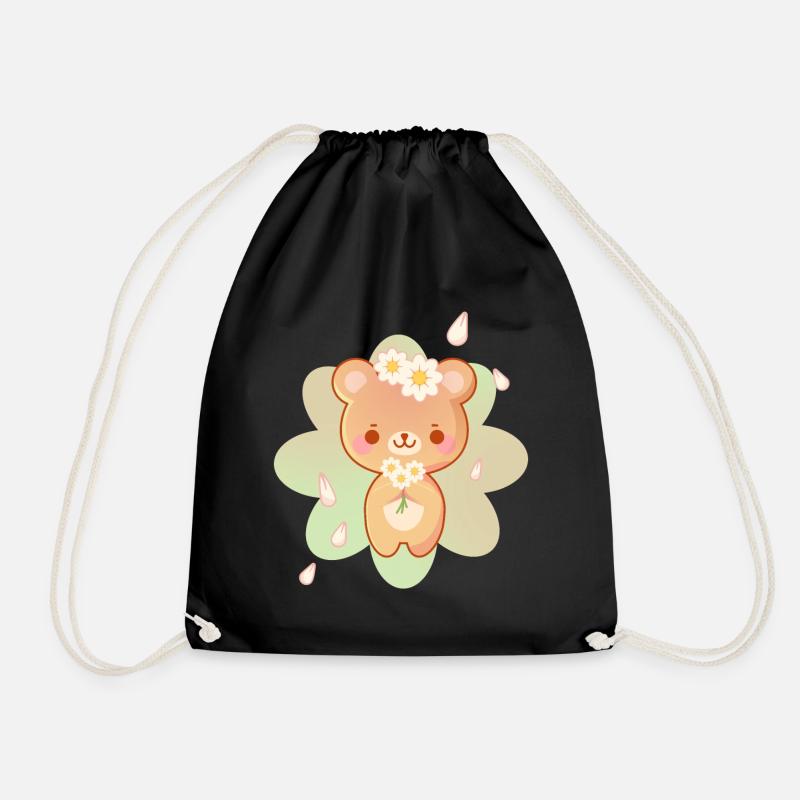 Kawaii Bär Sommer - Turnbeutel - Schwarz