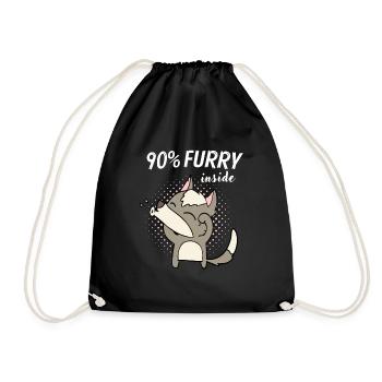 90% Furry Fursona Furries Fandom Fursuit - Turnbeutel - Schwarz - Vorne