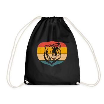 Grizzly Bear Retro Vintage Brown Bear - Drawstring Bag - black - Front